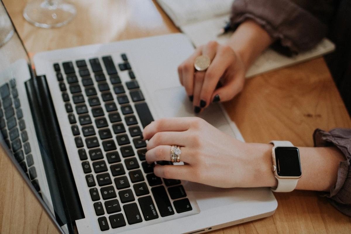 Woman using laptop for work